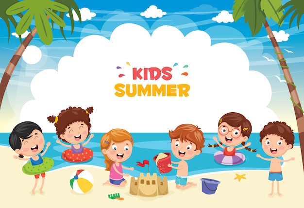 Ilustración de los niños del verano