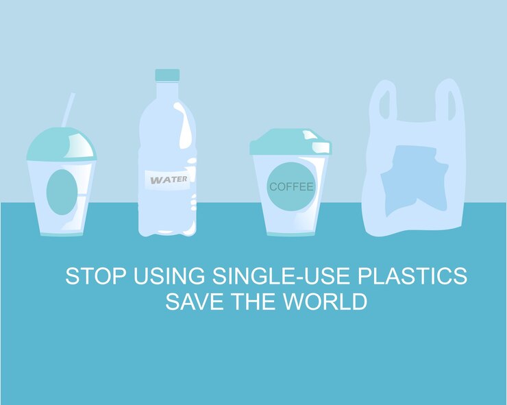 Vector ilustración para no usar plástico de un solo uso mensaje de salvar el mundo