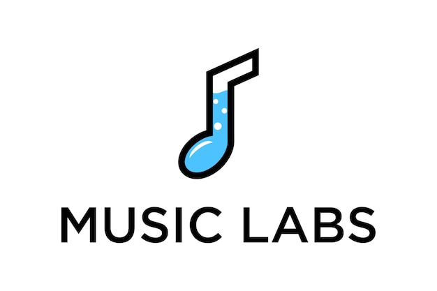 Ilustración nota música signo laboratorio investigación logotipo diseño