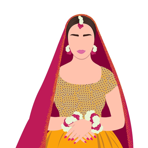 Vector ilustración de la novia india.