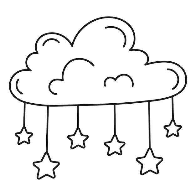 Vector ilustración de una nube con estrellas