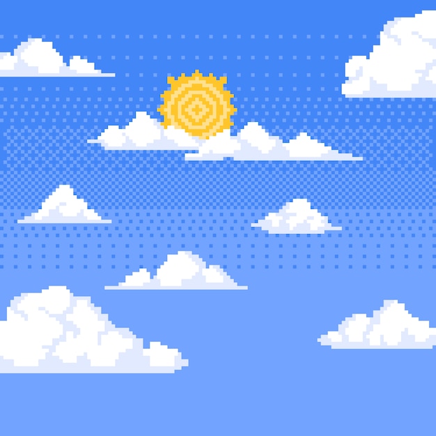 Vector ilustración de nube de pixel art de diseño plano