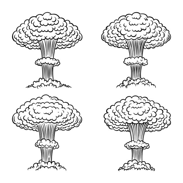 Ilustración de la nube de setas de la explosión nuclear