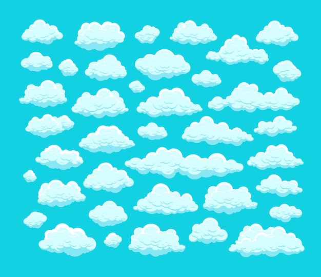 Ilustración de nubes de dibujos animados cumulus y eddy esponjoso en el cielo