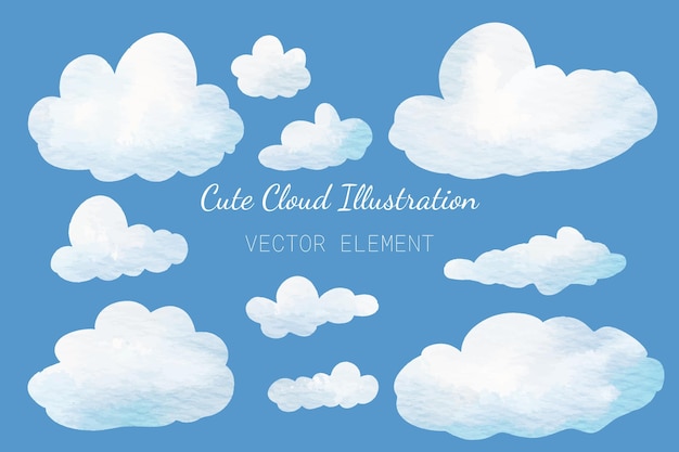 Ilustración de nubes vectoriales muy bonitas acuarela