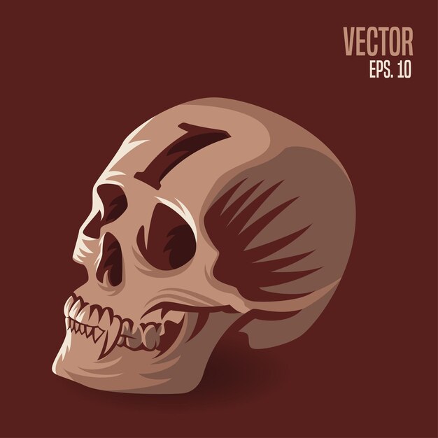 Vector ilustración del número 1 del cráneo