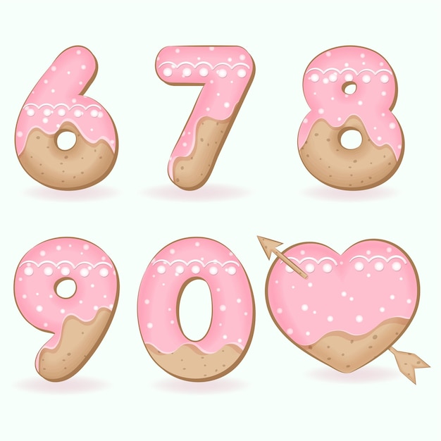 Vector ilustración de número de fuente de número de galleta dulce