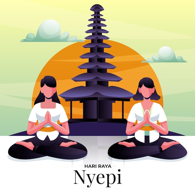 Vector ilustración de nyepi degradado