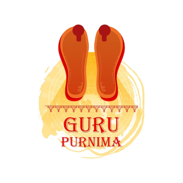 Ilustración o afiche rojo y amarillo para el Día de honrar la celebración del gurú purnima
