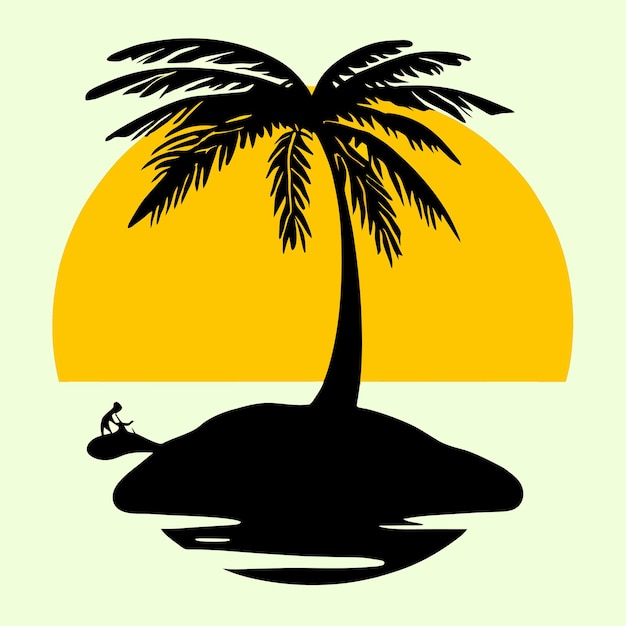Vector ilustración o logotipo de una isla de verano aislada o diseño de camiseta