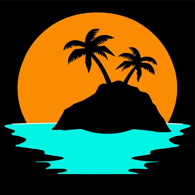 Vector ilustración o logotipo de una isla de verano aislada