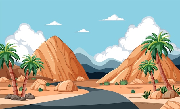 Ilustración de Oasis en el desierto