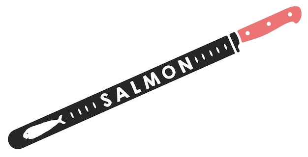 Vector ilustración de objeto de tipografía de vector de cuchillo de salmón vintage