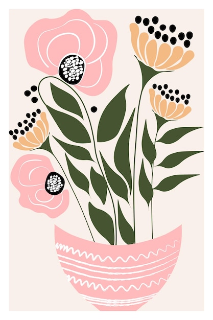 Ilustración de la obra de arte de la flor de BOHO