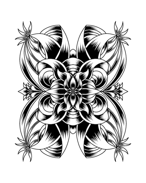 Ilustración Obra Con Encantadoras Flores Hermosas Arte Lineal