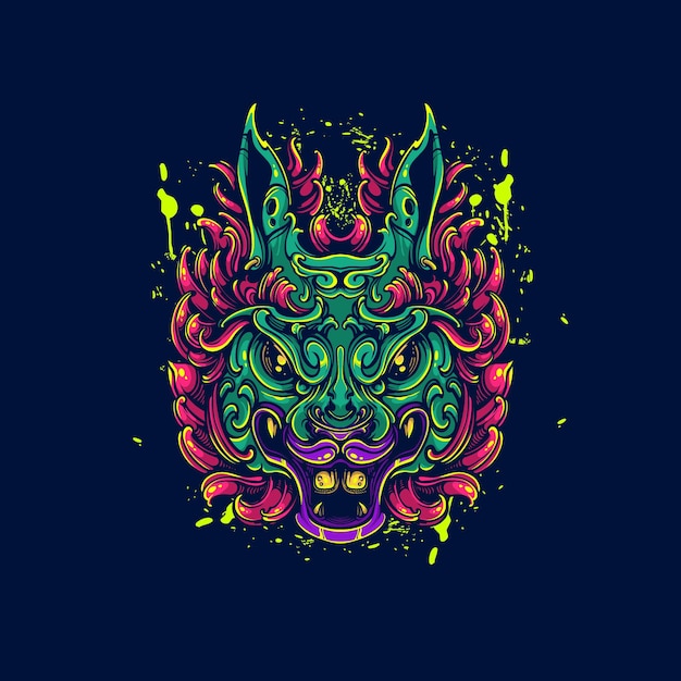 Ilustración de obras de arte de conejo rojo espeluznante