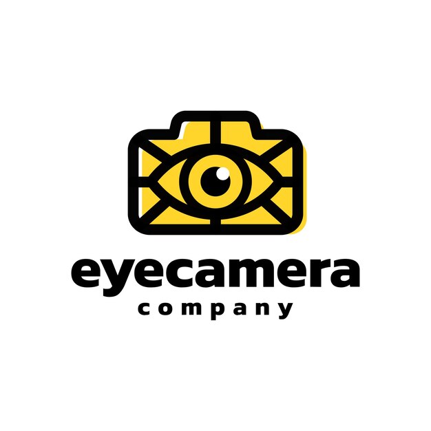 Ilustración de un ojo dentro de una cámara foto modelo de logotipo de la cámara para una compañía de fotografía