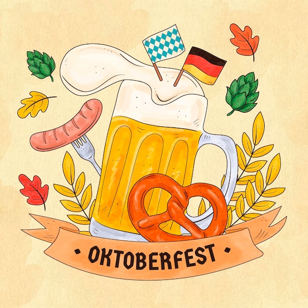 Vector ilustración de oktoberfest en acuarela