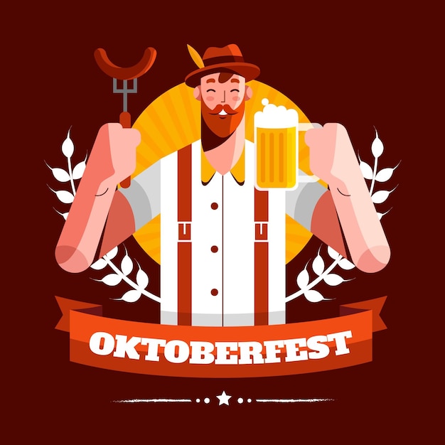 Ilustración de oktoberfest plana