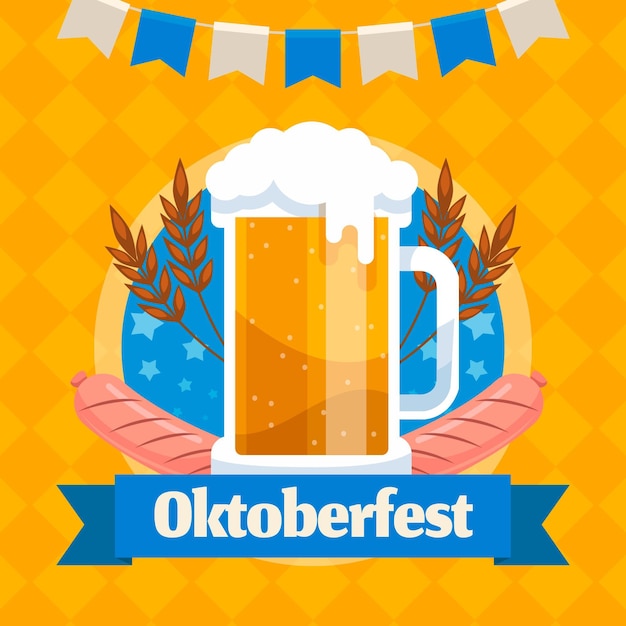 Ilustración de oktoberfest plana