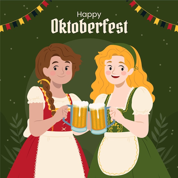 Vector ilustración de oktoberfest plana