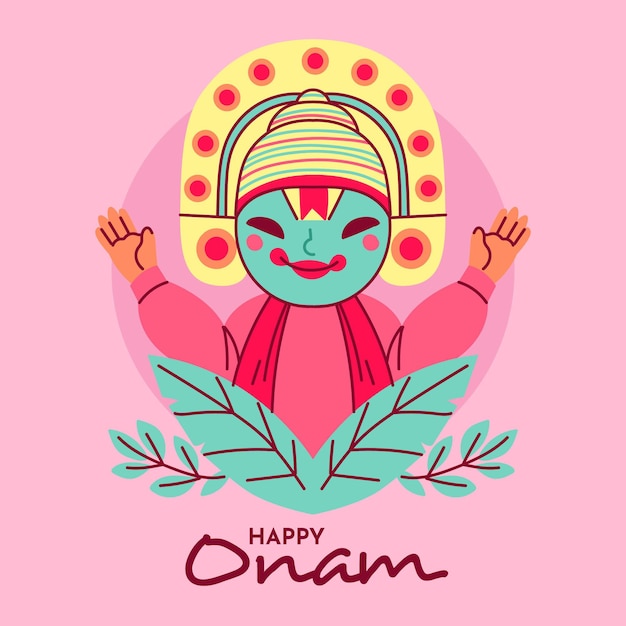 Ilustración de onam feliz con hojas