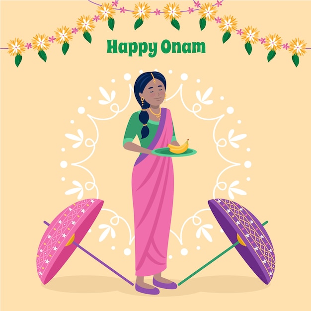 Vector ilustración de onam plana