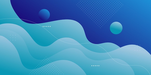 Ilustración ondulada de gradiente azul brillante con un fondo dinámico mínimo en un estilo geométrico simple