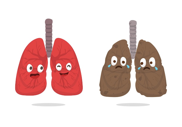 ilustración de órgano de pulmones de dibujos animados bueno para la educación, banner, icono saludable.