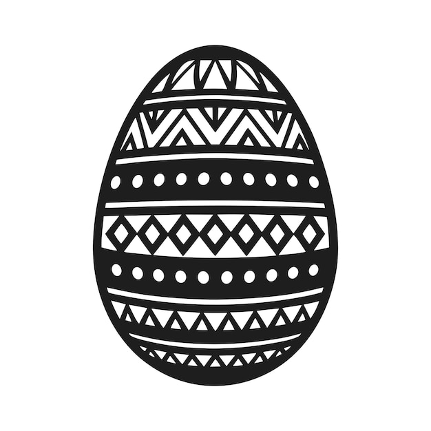 Ilustración ornamental vectorial negra con silueta de huevo de Pascua decorativa