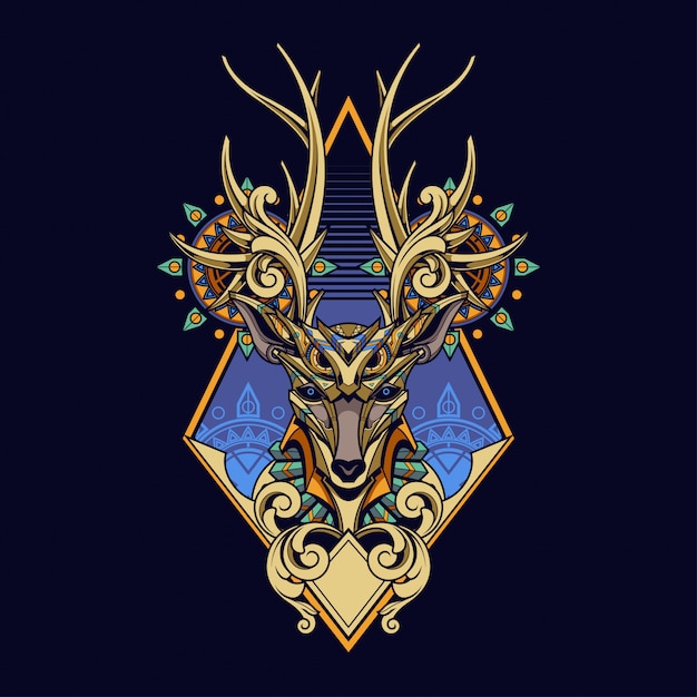 Vector ilustración de ornamento de ciervo