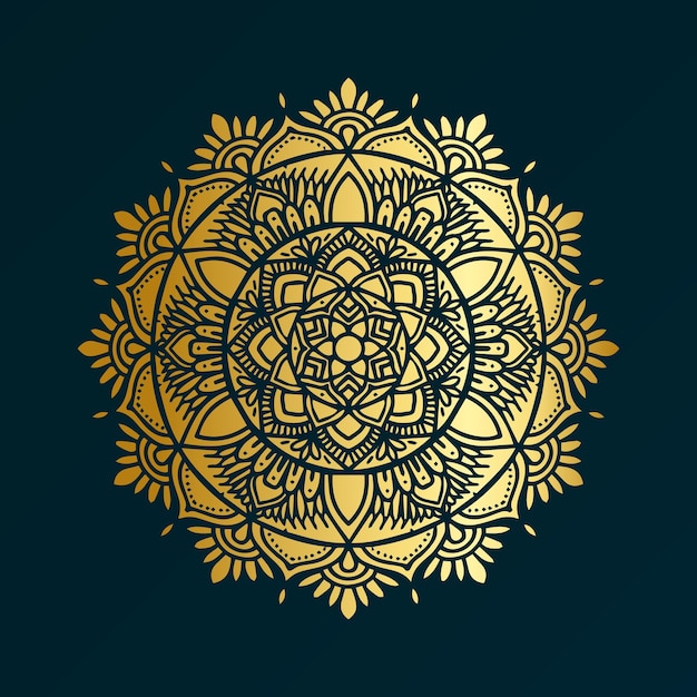 Vector ilustración de ornamento radial mandala dorado