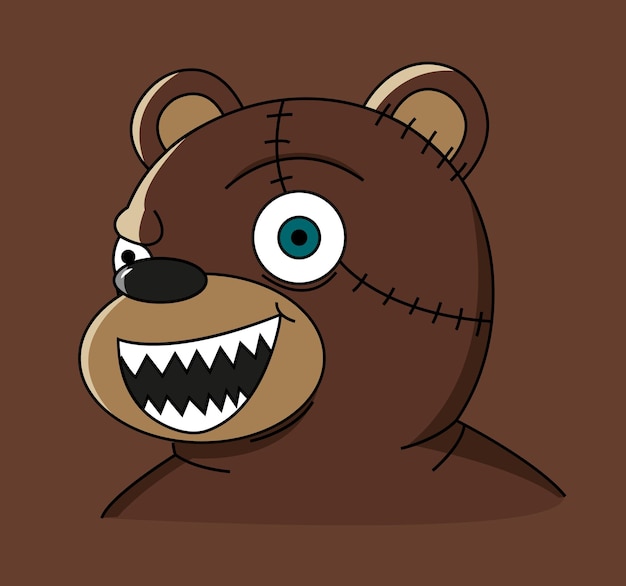 Vector ilustración de oso café tenebroso