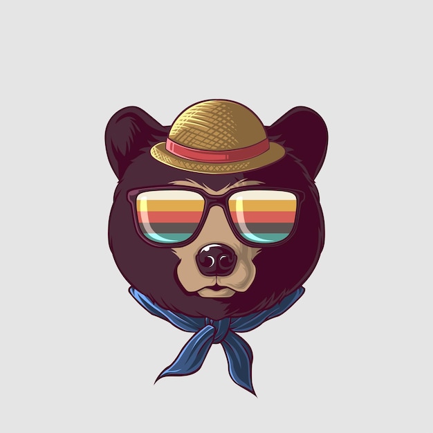 Vector ilustración de oso de miel en un estilo lindo