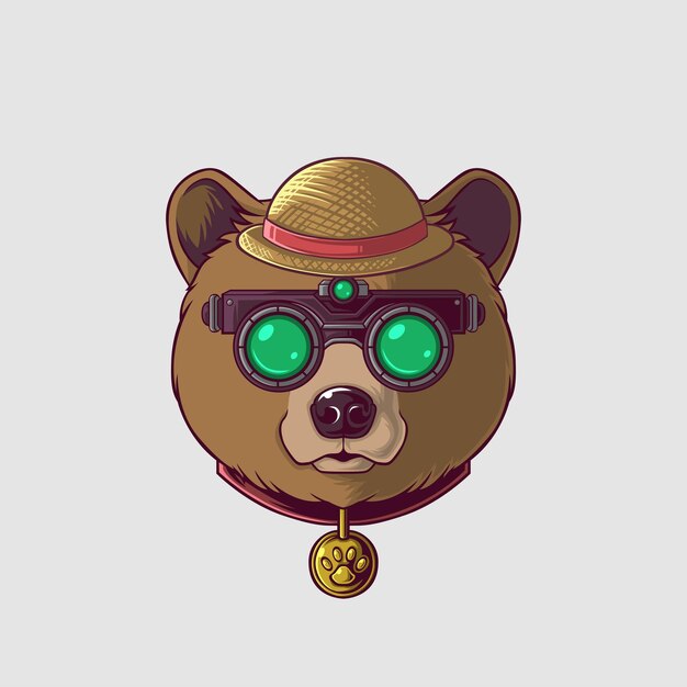 Ilustración del oso pardo en un estilo lindo