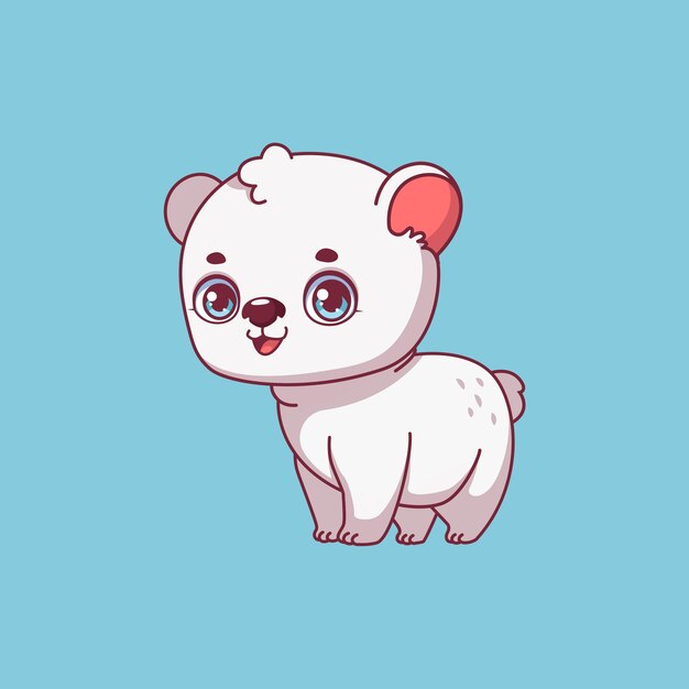 Ilustración de un oso polar de dibujos animados sobre fondo de colores