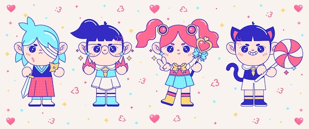 Ilustración otaku dibujada a mano