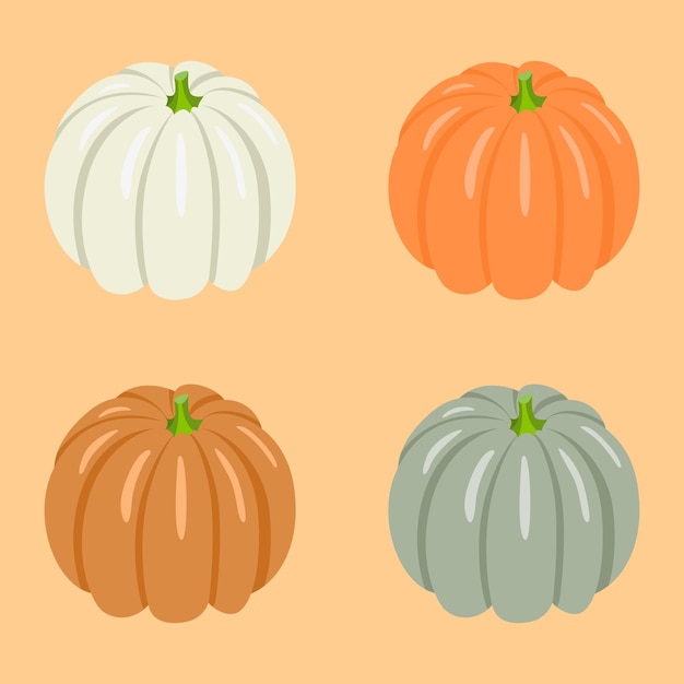 Ilustración de otoño con cuatro calabazas