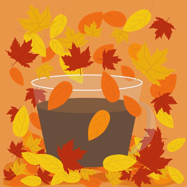 Ilustración de otoño Taza de té caliente