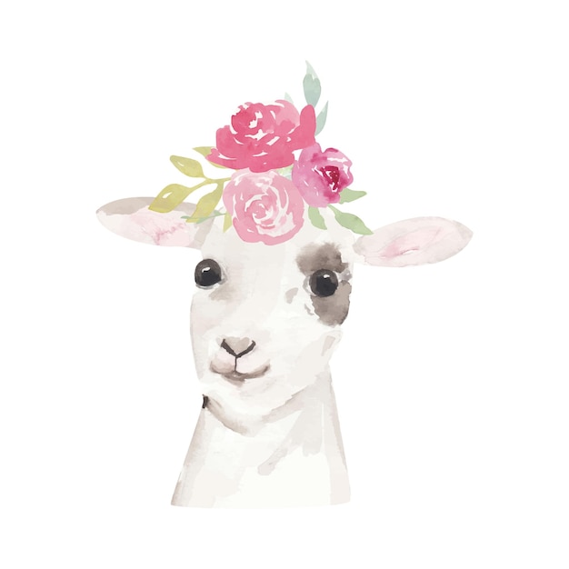 ilustración de ovejas con flores