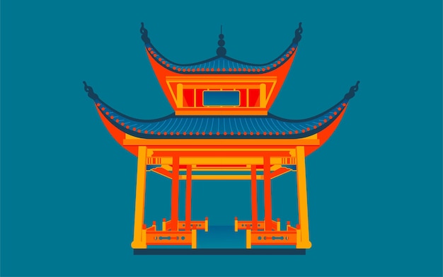 Vector ilustración del pabellón de la noche del amor del hito de changsha de las antiguas atracciones arquitectónicas chinas