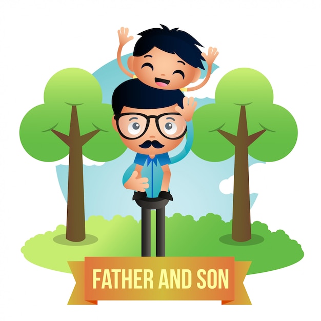 Vector ilustración de padre e hijo