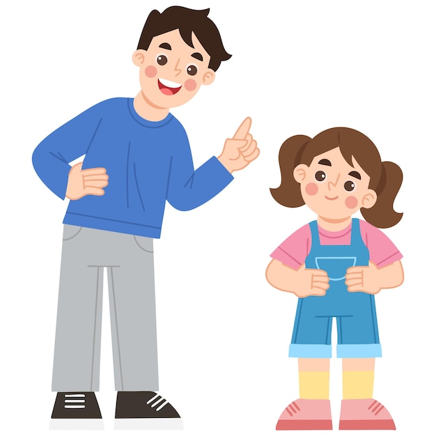 Ilustración de un padre que le dice a su hija linda