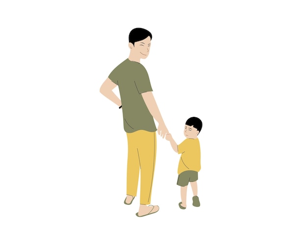 Ilustración de un padre y su hijo caminando juntos