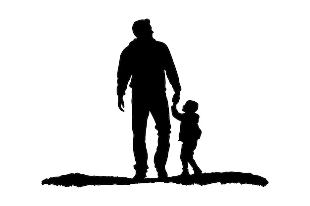 Vector ilustración de un padre y su hijo con silueta de vector aislada sobre un fondo blanco para el día del padre