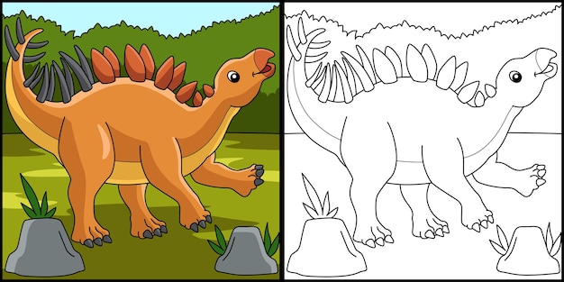 Ilustración de página para colorear de dinosaurio Kentrosaurus