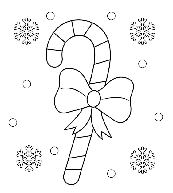Ilustración de página para colorear de dulces de Navidad
