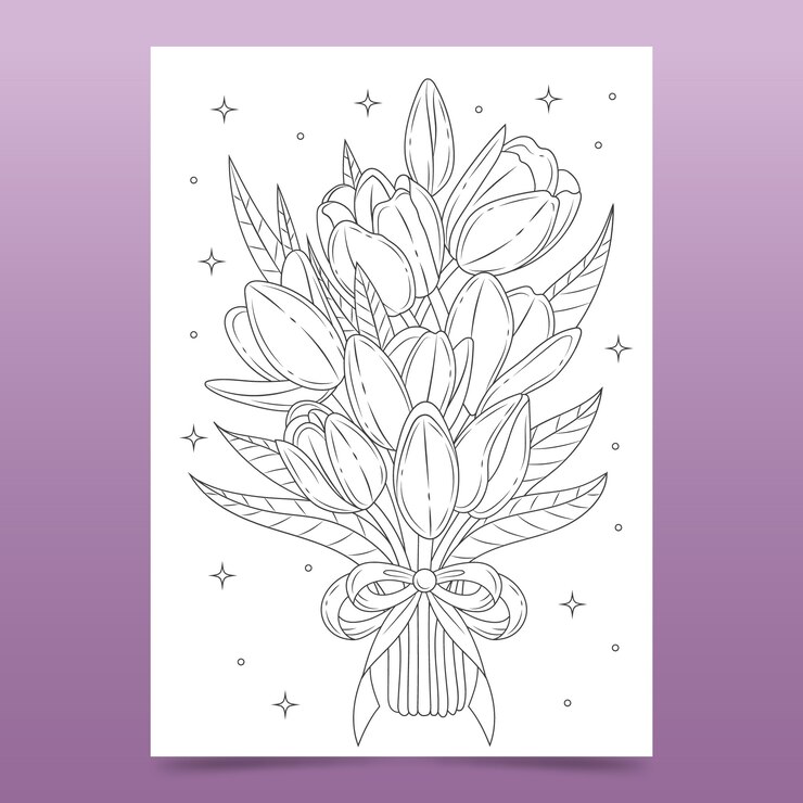 Vector ilustración de página de colorear de flores dibujadas a mano