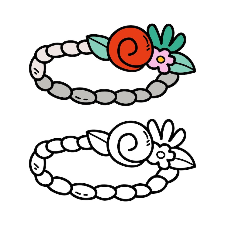 Vector ilustración página para colorear de garabato accesorio floral