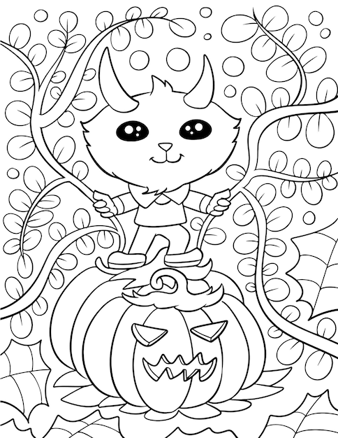 Ilustración de página para colorear de halloween dibujada a mano